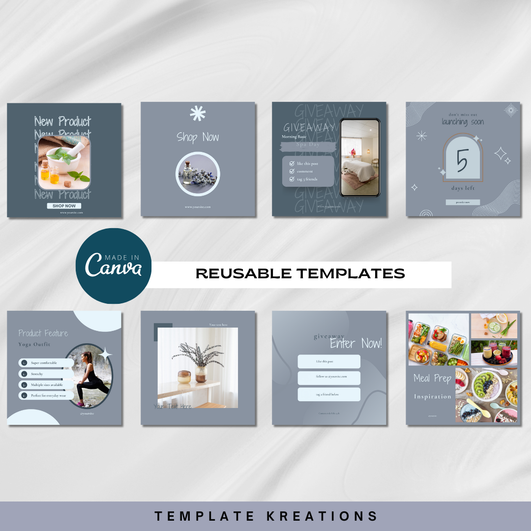 Reusable Templates, New Product Posts, Giveaway Posts, Launching Soon Post, Meal Prep Post