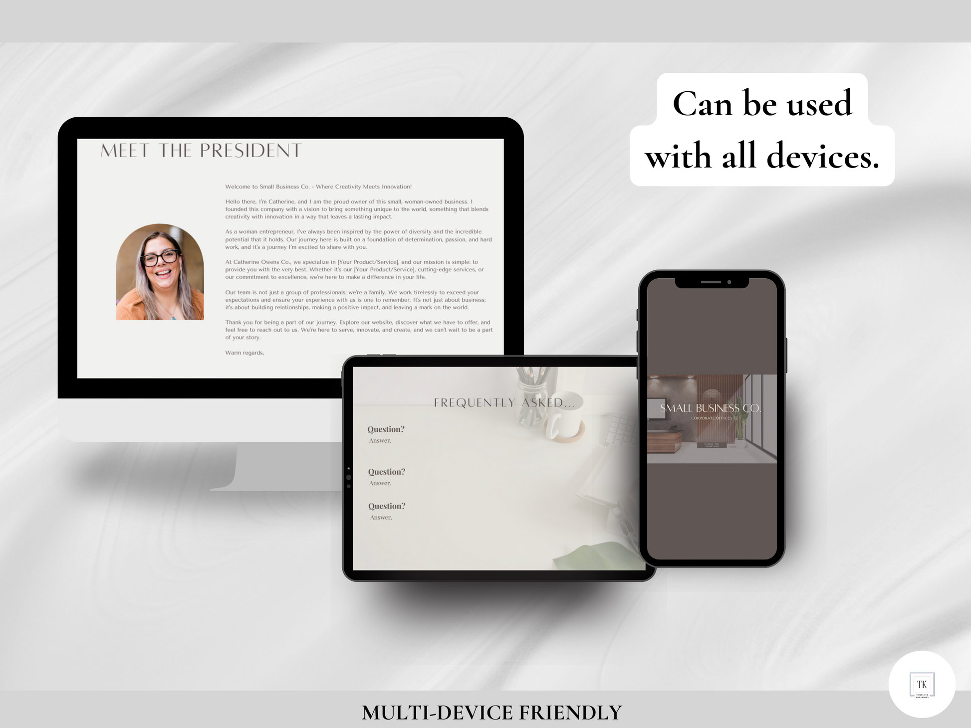 Multiple Devices. Canva Website Template. Small Business Website. Neutral. Boho. Aesthetic. 10 Pages. Browns. One-Page Website. Landing Page
