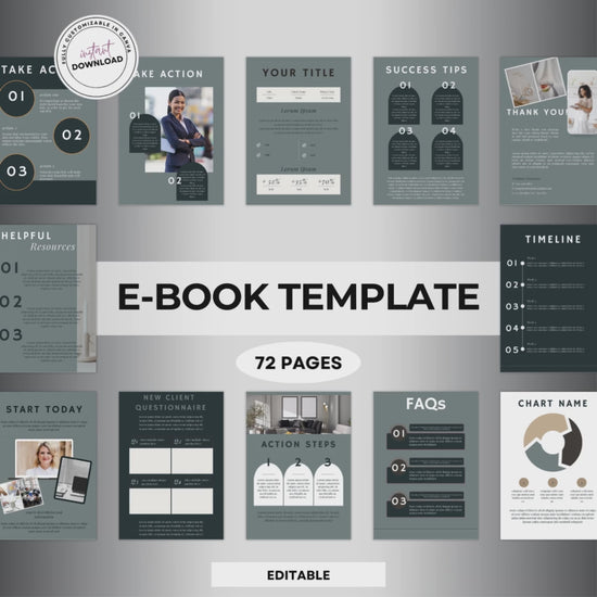 Video of E-Book Template or Workbook Template, Multiuse, 72 Pages, Editable, Printable, Canva Template, Sage Green with Dark Green, Tan and Dark Brown Accent Colors, by Template Kreations